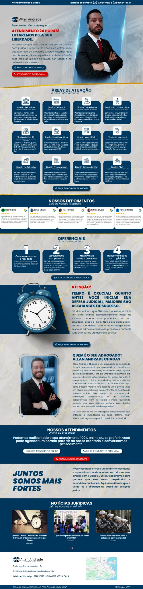 Tela desktop do projeto Allan Andrade Advocacia