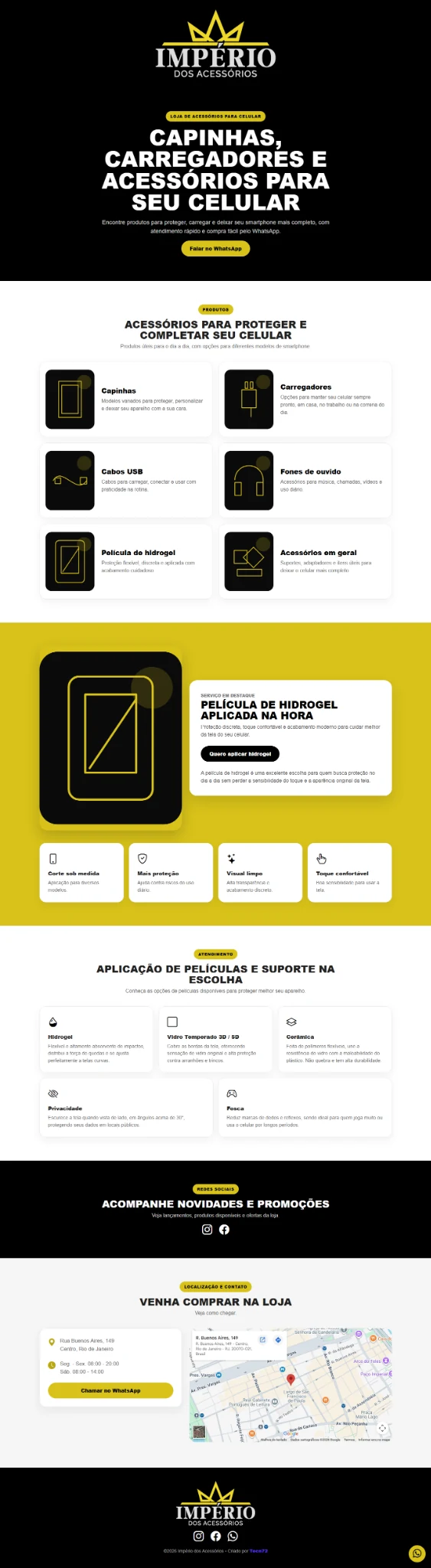 Tela desktop do projeto Império dos Acessórios