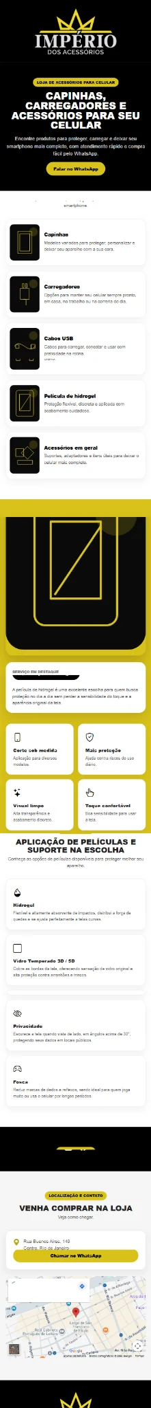 Tela mobile do projeto Império dos Acessórios