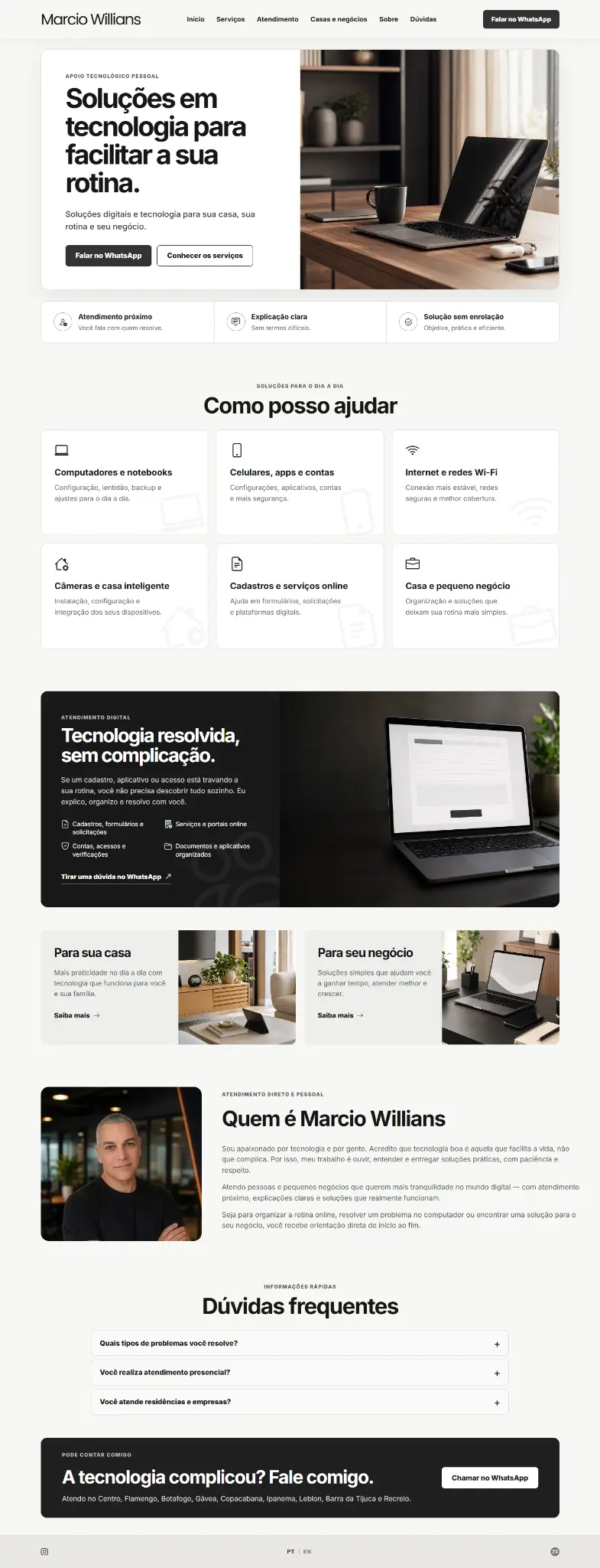 Tela desktop do site Marcio Willians